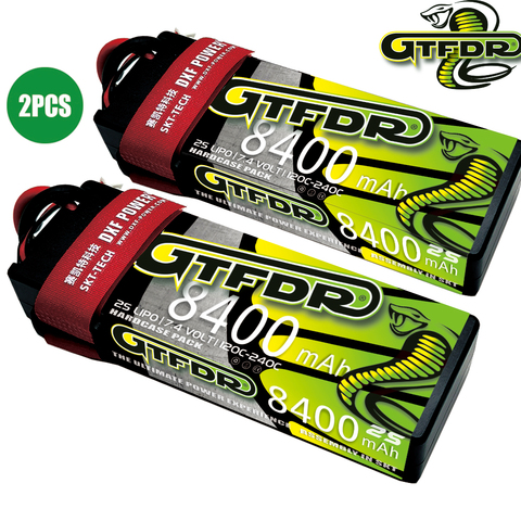 GTFDR Lipo batterie 2S 7.4V 7.6V 8400Mah 8200Mah 7500Mah 7000Mah 6400Mah 140C 280C 120C 240C graphène pour 1/10 Rc Buggy camion voiture ► Photo 1/6