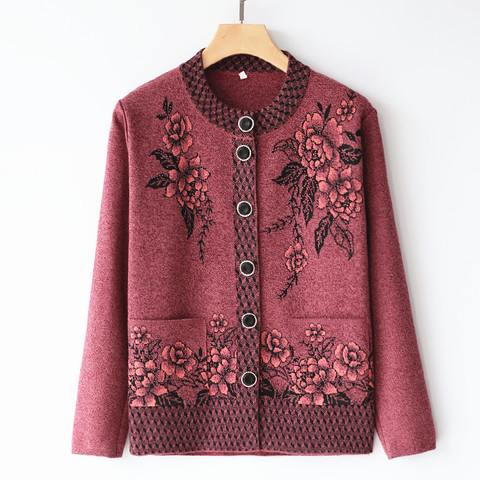 Pull pour femmes, veste femme, vêtement pour mamans d'âge moyen, veste en tricot col rond à simple boutonnage, printemps, automne ► Photo 1/6