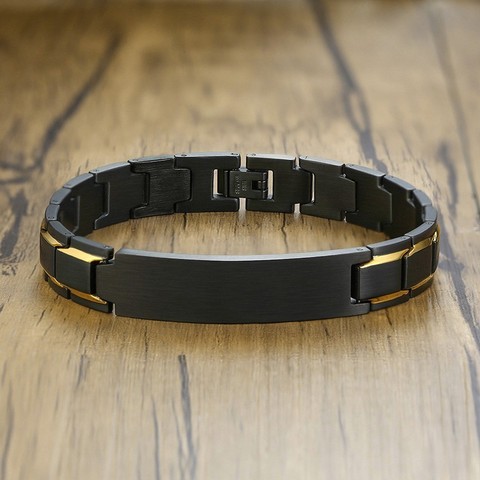 Bracelet de montre personnalisé en acier inoxydable pour hommes, couleur noire, blanc, alerte médicale, handicap, gravure gratuite ► Photo 1/6