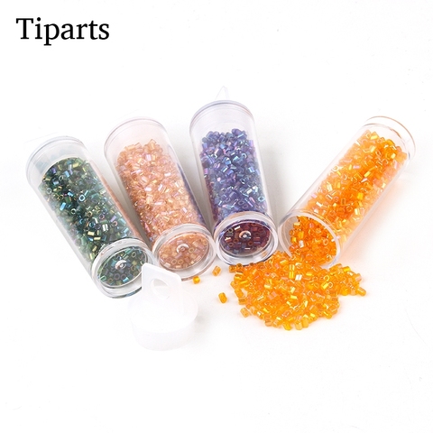 Lot de 1000 tubes de perles en verre, 2x2mm, mélange de couleurs, perles en cristal, graine de verre tchèque, perles d'espacement pour la fabrication de bijoux, bricolage ► Photo 1/6