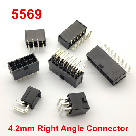 Connecteur noir à angle droit femelle 2-12 broches pour PC/ordinateur, carte graphique de bord, 5569 pour 5557 4.2mm, 10 pièces/lot ► Photo 1/6