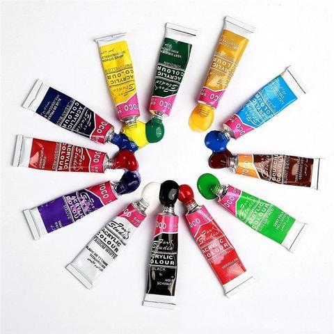 6ML 12 couleurs/ensemble professionnel acrylique peinture aquarelle ensemble main mur en céramique pierre peinture brosse acrylique peinture couleur ensemble ► Photo 1/6