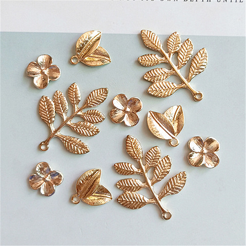 3 Style 10 pièces en alliage perles or fleur feuilles formes pendentif breloques pour bricolage bijoux de mode boucle d'oreille faisant des accessoires ► Photo 1/6