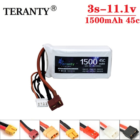 Batterie Rechargeable de la batterie 11.1v 1500mAh 45C de Lipo de la puissance élevée 3S pour des Drones d'hélicoptère d'avion de bateau de voiture de RC avec T/XT60/JSTPlug ► Photo 1/6