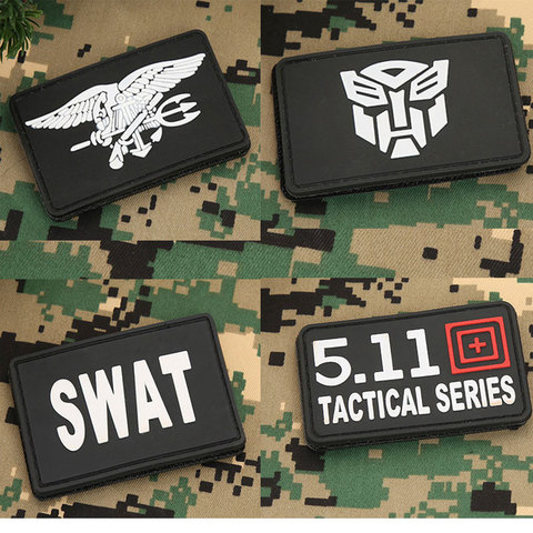 Patchs militaires tactiques 3D, Badges brodés pour bricolage, transformateurs scellés SWAT PVC, Appliques ► Photo 1/6