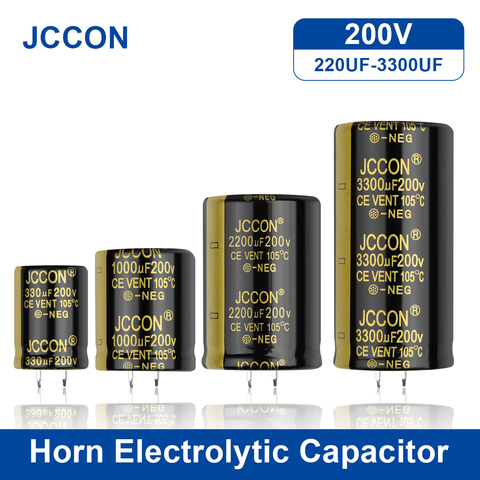 JCCON – condensateur électrolytique pour klaxon 200V, 220UF, 330UF, 470UF, 680UF, pour soudage en Volume, pleine tension pour amplificateur Audio Hifi, 105 ℃, 2 pièces ► Photo 1/6