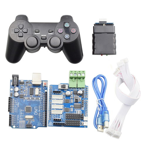 Kit de contrôleur RC sans fil pour voiture Robot Arduino Mecanum, avec Joystick PS2 + carte UNO R3 + carte de pilote de moteur à 4 canaux ► Photo 1/5