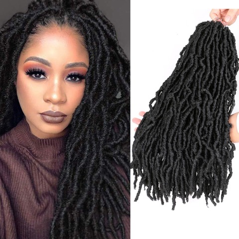 Mtmei cheveux Faux Locs Crochet cheveux naturels bouclés dreadlock cheveux noir brun foncé doux Locs Crochet tresses 18 