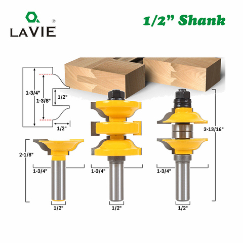 LAVIE 3 pièces 12mm 12.7mm tige entrée intérieur Tenon porte routeur jeu de Bits Ogee assorti R & S routeur Bits sculpture pour bois MC03077 ► Photo 1/5