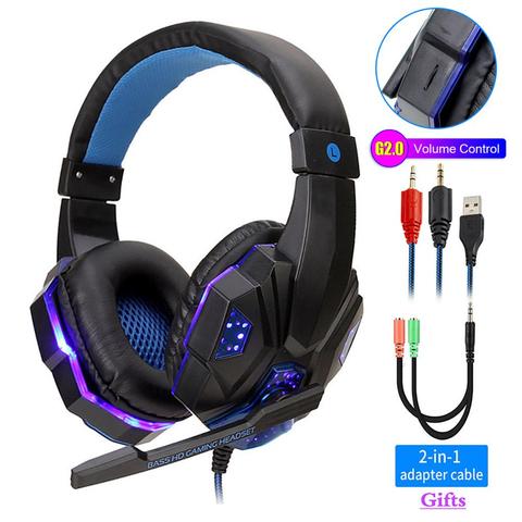 casque audio Casque de jeu stéréo Surround pour PS4 PC X box ordinateur réglable Gamer casque filaire avec micro antibruit Auriculares ► Photo 1/6