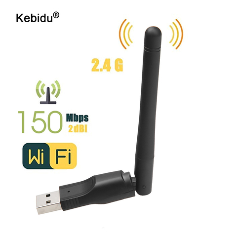 Kebidu 150M USB 2.0 WiFi carte réseau sans fil 802.11 b/g/n LAN adaptateur d'antenne avec antenne pour ordinateur portable Mini Wi-fi Wi-fi Wi-fi Don ► Photo 1/6