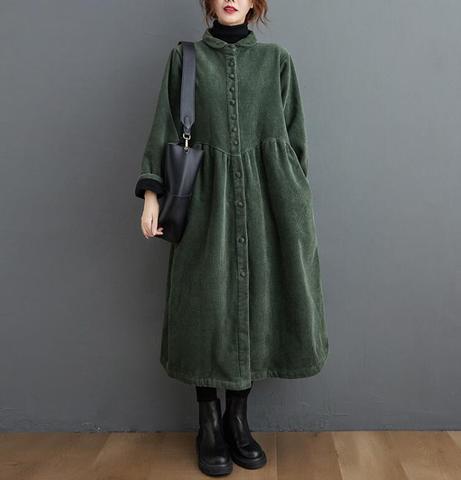 YoYiKamomo – Trench-Coat en velours côtelé à manches longues pour femme, manteau chaud et décontracté, couleur unie, style Vintage, collection hiver 2022 ► Photo 1/6