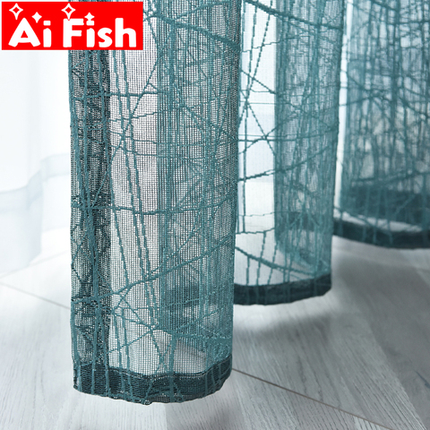 Rideaux à Texture unie, Simple et moderne, Design de fissures d'eau, Tulle transparent pour fenêtre de salon MY203 #5 ► Photo 1/6