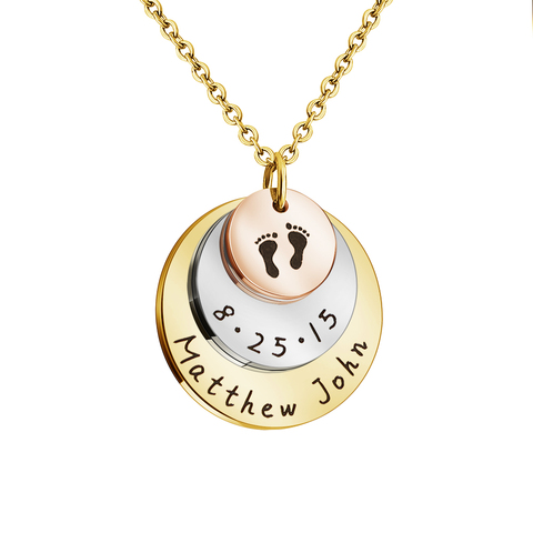 Collier à empreintes de pas personnalisé pour nouveau-né, sans graver le nom et la Date pour vous, collier personnalisé, cadeau de bijoux ► Photo 1/1