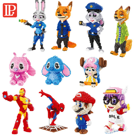 Blocs de construction de dessin animé Disney, 1250 pièces, figurines Stitch, Zootopia, ick, Juddy, Chopper, jouets pour cadeau de noël ► Photo 1/6