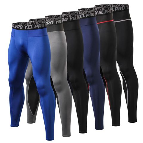 Hommes Fitness collants de course haute Compression élastique sport Leggings sport respirant séchage rapide gymnase cheville longueur pantalon ► Photo 1/6