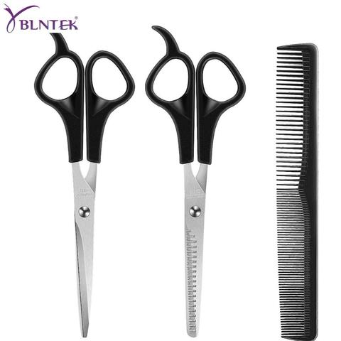 YBLNTEK 3 pièces ciseaux de coiffure 6 pouces ciseaux pour couper amincissement peigne à cheveux accessoires de barbier Salon de coiffure ciseaux ► Photo 1/6