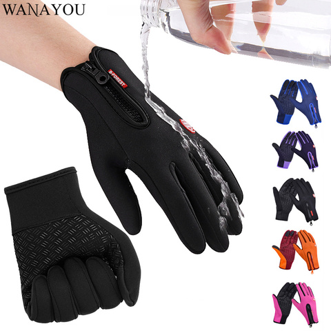 Gants de sport en molleton pour écran tactile, gants de randonnée chauds et thermiques, imperméables, antidérapants, pour le cyclisme, le Ski, pour l'hiver, pour hommes et femmes ► Photo 1/6