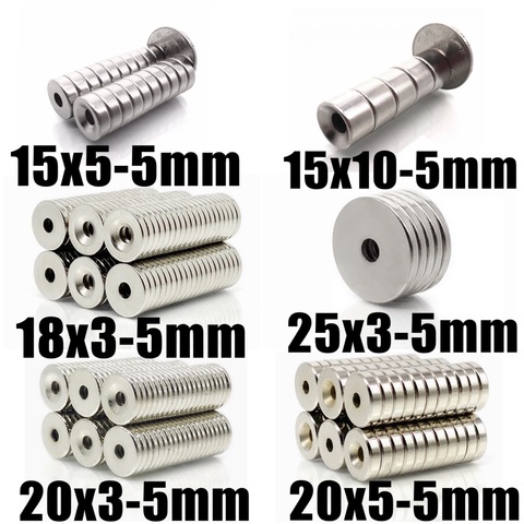 15x5 15x10 18x3 20x3 20x5 25x3 trou 5mm N35 NdFeB fraisé rond aimant Super puissant fort Permanent magnétique imanes disque ► Photo 1/6