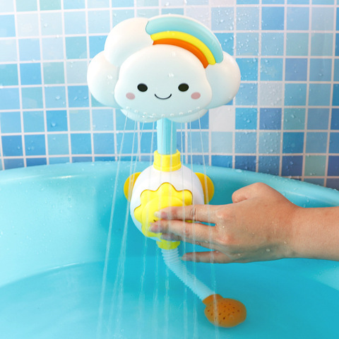 Jouet de bain en forme de nuage pour bébé, robinet mignon de baignoire et de douche avec bec pour enfant, pliant, avec ventouses et spray, idéal comme cadeau ► Photo 1/6