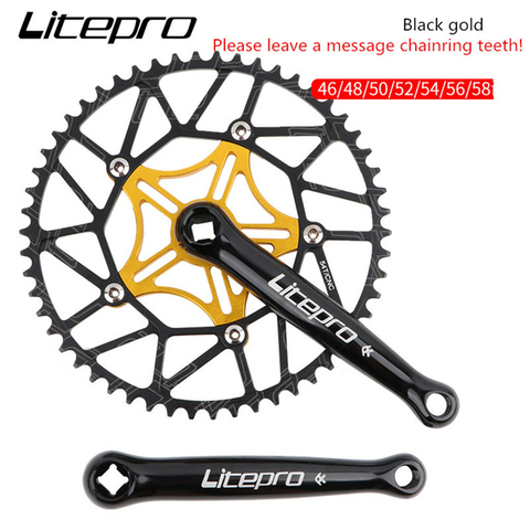 Litepro – vélo pliant en alliage d'aluminium, rétro, trou carré, manivelle bcd130 mm ajouré, disque d'engrenage positif et négatif ► Photo 1/1