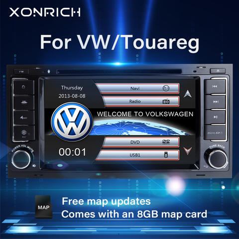 Lecteur DVD multimédia de voiture 2 Din, Audio, Navigation GPS, pour VW/Volkswagen/Touareg/Transporter T5 2004 2005 2006 2007 2011 ► Photo 1/6