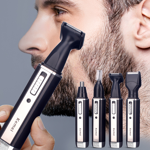 Tondeuse électrique Rechargeable 4 en 1 pour hommes et femmes, rasoir indolore pour le nez et les oreilles, idéal pour couper les cheveux, les favoris, les sourcils et la barbe ► Photo 1/6