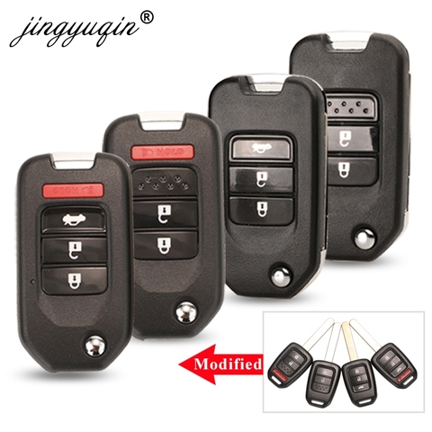 Jingyuqin modifié clé à distance pour Honda FIT XRV VEZEL CITY JAZZ CIVIC HRV 2/3/4 boutons pliant étui à clés mise à niveau Fob ► Photo 1/6