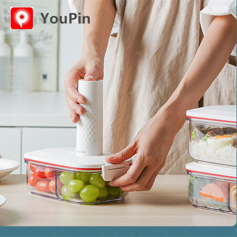 Récipient sous vide Youpin circle joy avec pompe à vide électrique 1L ABS silicone pour la nourriture ► Photo 1/6