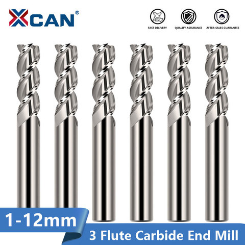 XCAN – fraise en aluminium, 1-12mm, 3 cannelures en carbure pour outils de fraisage du métal, routeur CNC ► Photo 1/6