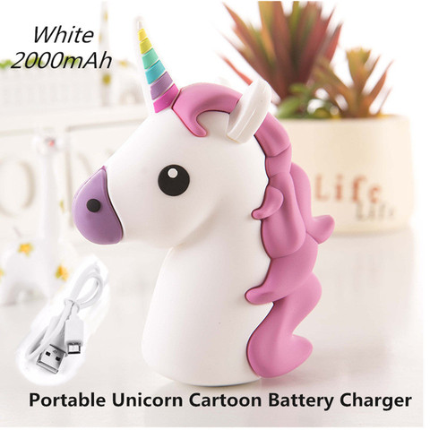 Batterie externe Portable 2000mAh, étui de charge pour iPhone Samsung Huawei OPPO licorne Cartoon, chargeur de batterie USB ► Photo 1/6
