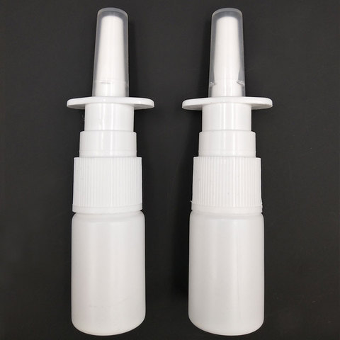 2 pièces/lot 10ml blanc vide en plastique bouteilles de pulvérisation nasale pompe pulvérisateur brouillard nez vaporisateur bouteille rechargeable pour emballage médical ► Photo 1/2