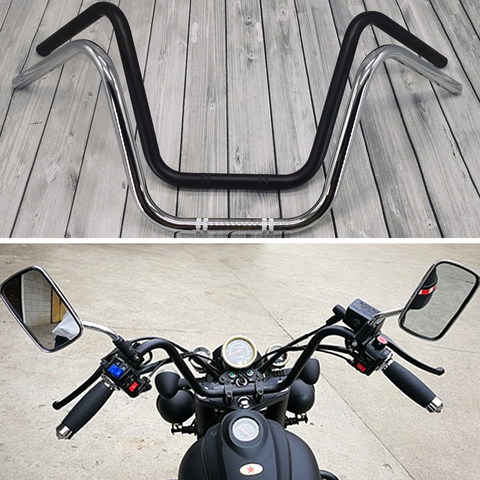 Guidon Super haut de 22mm pour moto et Scooter, barres de direction rétro Bobber Chopper Cruiser Dyna Softail ► Photo 1/6