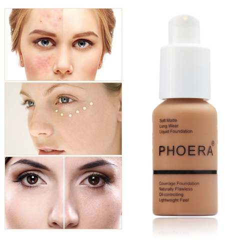 PHOERA 30ml fond de teint maquillage 10 couleurs liquide mat hydratant fond de teint haute couverture éclaircir crème anti-cernes TSLM1 ► Photo 1/6