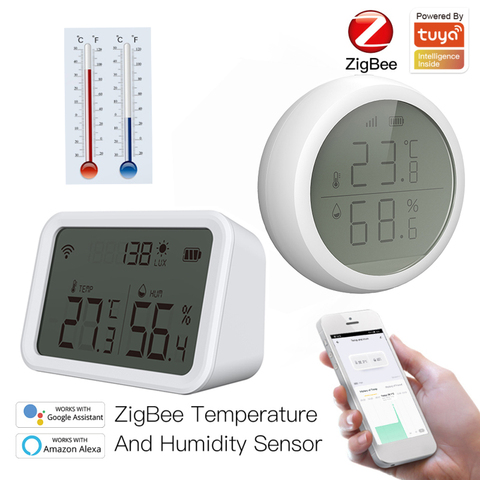 Tuya – capteur d'humidité et de température zigbee, pour maison connectée, avec écran LCD, hygromètre et thermomètre, compatible avec alexa et google ► Photo 1/6