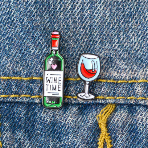 Mini verres à vin ou à vin, mignonnes, broches pour bouteille de vin rouge, Badge en émail, pour amoureux meilleur ami ► Photo 1/6