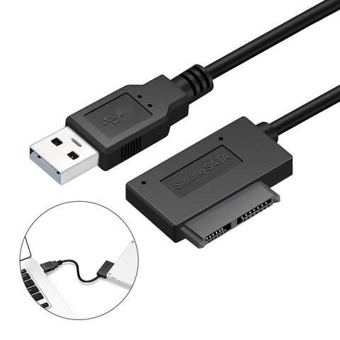 USB3.0 à Mini Sata II 7 + 6 13Pin adaptateur câble de convertisseur pour ordinateur portable CD/DVD ROM lecteur mince ► Photo 1/6