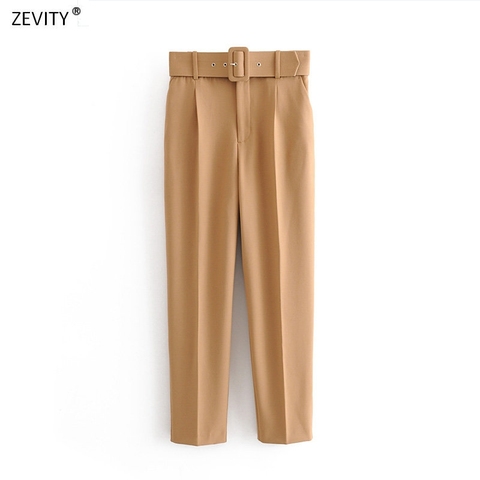 Femmes mode couleur uni écharpes décontracté pantalon slim d'affaires chic Pantalon femelle faux fermeture éclair pantalones mujer rétro pantalon P575 ► Photo 1/6