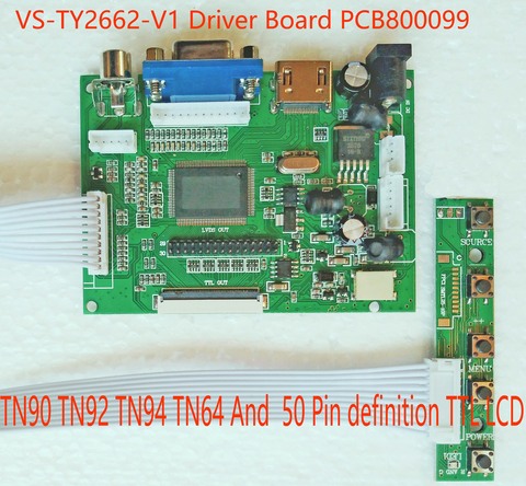 Carte de pilote HDMI TTL, VGA, LVDS, AV, universel, 50 broches, TTL, résolution 800x480, rapport PCB800099, VGA, alimentation 12V ► Photo 1/3