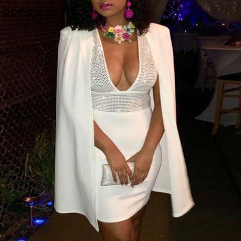 Robe de style Streetwear, tenue moulante, col en v, manches longues, couleur unie, élégante, moulante, au-dessus du genou, collection automne ► Photo 1/3