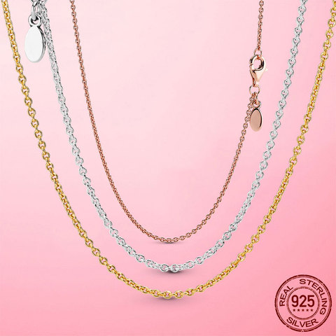 Offre Spéciale 925 en argent Sterling classique câble chaîne collier Rose or couleur collier chaîne en argent Sterling bijoux fabrication de cadeaux ► Photo 1/5