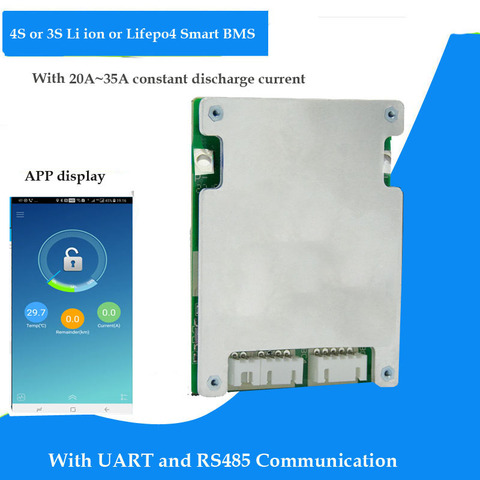 BMS 3S 12.6V ou 4s 16.8V li-ion ou 14.6v batterie Lifepo4 12V, Bluetooth intelligent avec RS485 et UART ► Photo 1/3