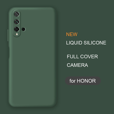 Nouveau étui de téléphone en Silicone liquide pour Huawei Honor 20 Lite Pro 20s russe Global Nova 5T étui de protection arrière souple d'origine ► Photo 1/6