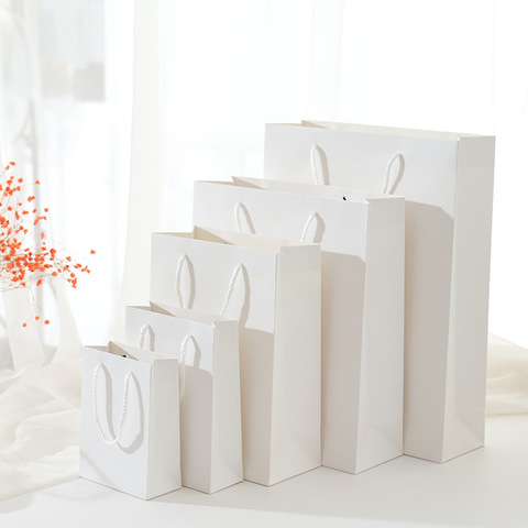 Sac cadeau multifonctionnel blanc/noir | Sac cadeau pour boîte à bonbons de mariage, sac en papier couleur Pure, boîtes à chocolat, sac à biscuits, sacs cadeaux pour vêtements ► Photo 1/6