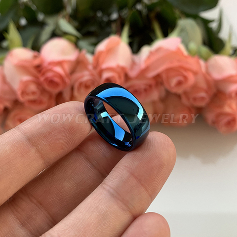 Anneaux de carbure de tungstène bleu de 4mm 8mm 6mm pour les femmes ► Photo 1/6