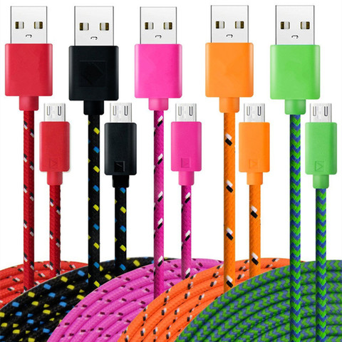 Câble Micro USB tressé en Nylon câble de chargeur USB de synchronisation de données 1 m/2 m/3 m pour Samsung HTC LG huawei xiaomi câbles de téléphone Android ► Photo 1/5
