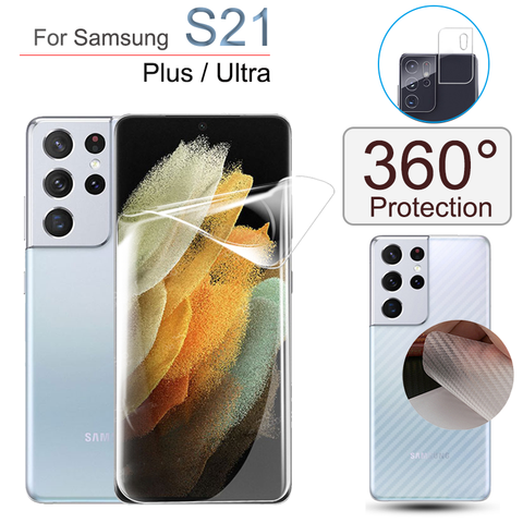 écran protecteur S21 Ultra Screen Protector, protection complète pour Samsung Galaxy S21-Ultra S21-Plus Film Arrière + Film Hydrogel souple verre trempé S20 S 21 Note20 ► Photo 1/1