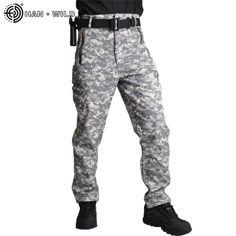 HAN WILD-pantalon tactique pour hommes, pantalon militaire en molleton avec coquille souple, pantalon militaire pour Camouflage, imperméable unisexe, pantalon décontracté ► Photo 1/6