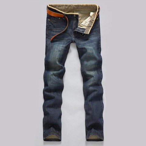 Classique hommes décontracté mi-hauteur droite Denim jean pantalons longs pantalon confortable coupe ample nouvelle marque hommes jean ► Photo 1/6