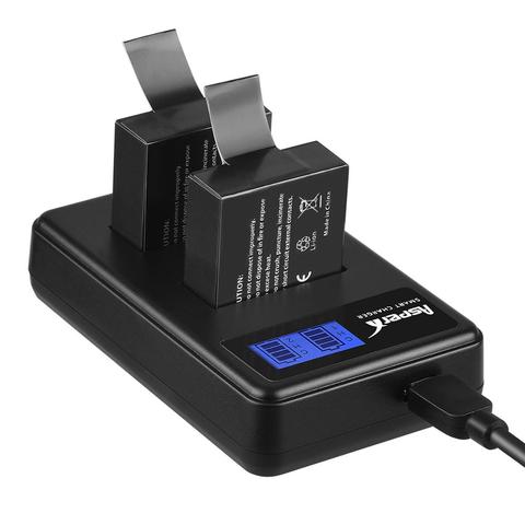 Batteries de caméra d'action + LCD USB double chargeur pour Crosstour,SJCAM,SJ4000,Eken H9,M10,SJ5000 caméra sous-marine 4K 2 pièces ► Photo 1/6